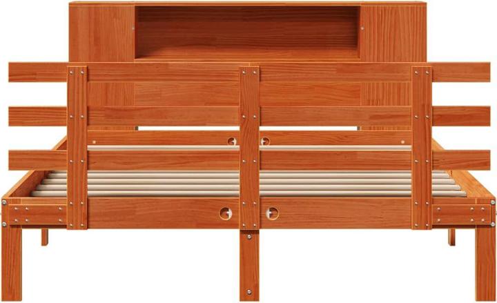Produktbild VidaXL Massivholzbett Holzbett Bett mit Regal ohne Matratze Wachsbraun 120x200cm (120 x 200 cm)
