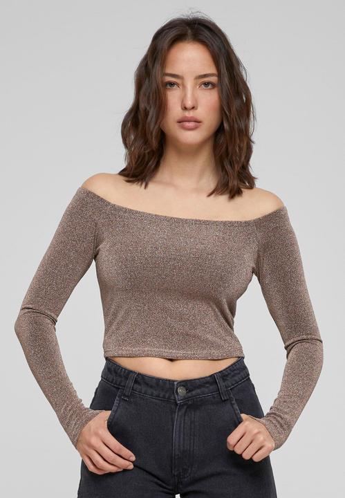 Actual product image Urban Classics Ladies Off Shoulder Glitter Longsleeve (4XL)