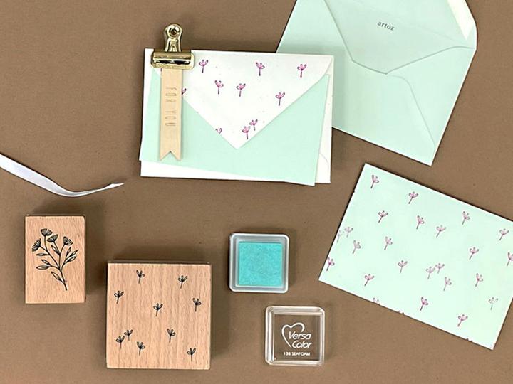 Actual product image Artoz Stamp flowers allover wooden stamp