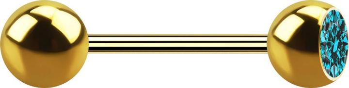 Produktbild Star Piercing Micro Barbell vergoldet mit Kugel und Kugeln Kristall aqua (Chirurgenstahl 316L, ohne Messing)