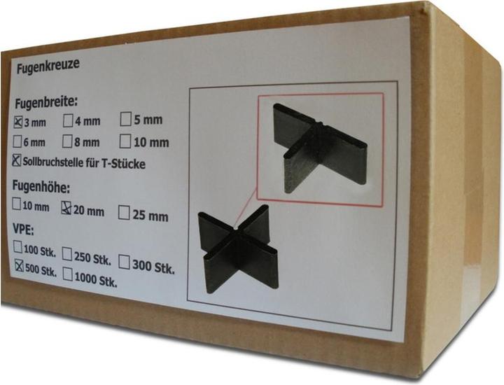 Actual product image Sanpro Joint crosses, size 3 mm / height 20 mm, quantity 500 pieces (500 x)