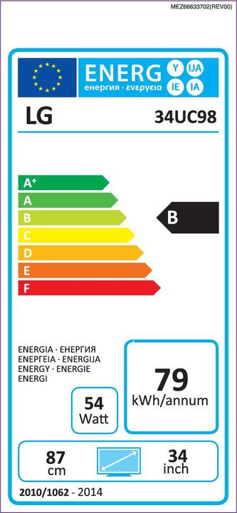 Label énergétique LG 34uc98-W (3440 x 1440 pixels, 34")