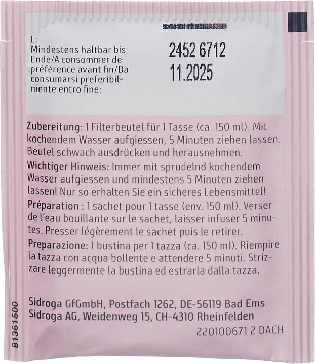 Valeurs nutritives et ingrédients Sidroga Fruits avec sachet de thé à la grenade Btl (40 g)