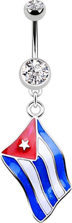 Image du produit Star Piercing Banane silber mit Anhänger Flagge Kuba (sans laiton, Acier chirurgical 316L)