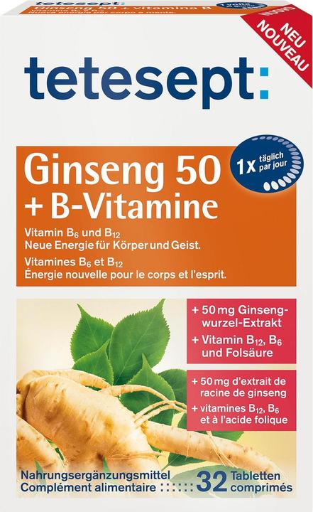 Tetesept Ginseng 50 + B-Vitamine (32 Stück, Tabletten, 32 g)