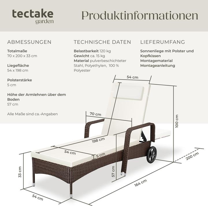 Image du produit tectake Sonnenliege (200 cm)