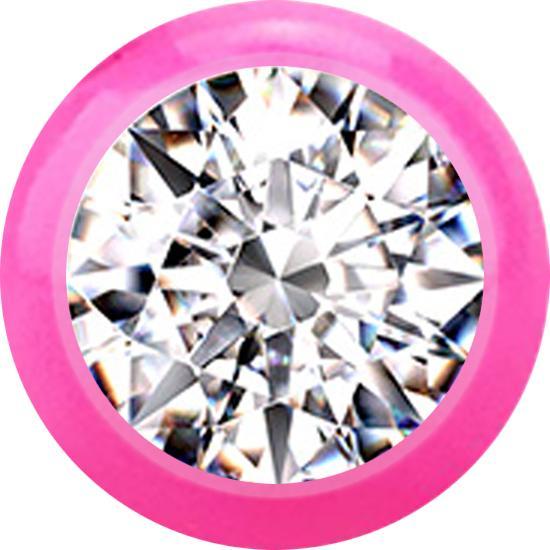 Produktbild Star Piercing Micro Kugel pink mit Kristall silber (Acryl, Chirurgenstahl 316L)