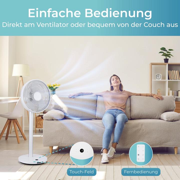 Produktbild KLAMER Silent Ventilator mit Fernbedienung, 12 Geschwindigkeitsstufen, autom. 90° Oszillation (57.90 dB)