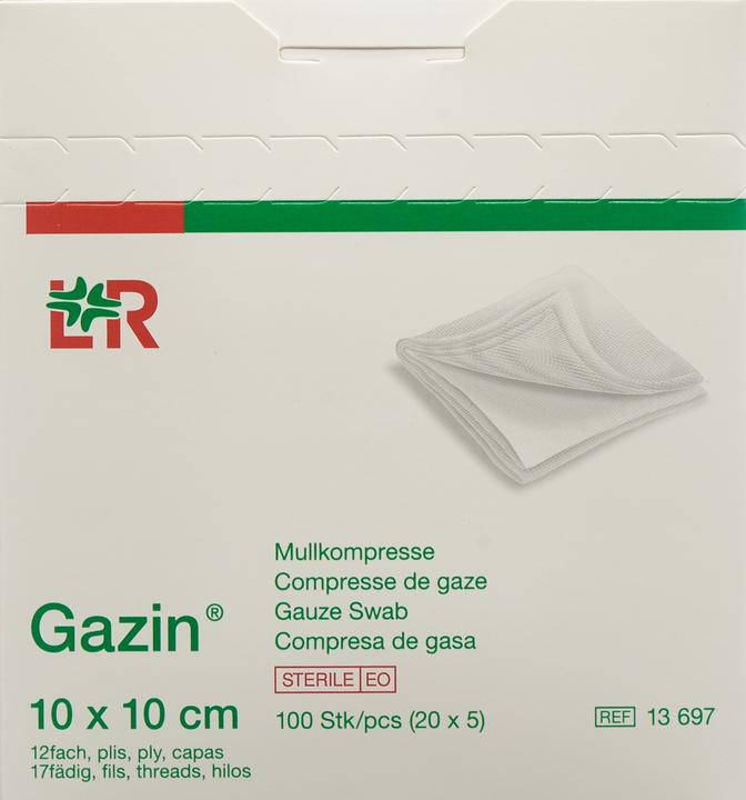 Actual product image Gazin Mullkompress Set 10x10cm 12-fach steril