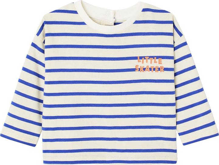 Vertbaudet Bio-Kollektion: Gestreiftes Baby Shirt mit Druckknöpfen hinten