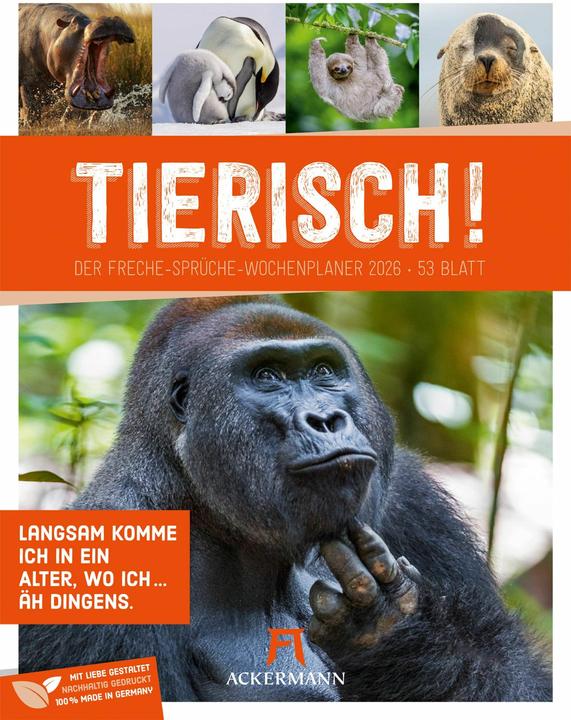 Immagine prodotto Tierisch! Sprüchekalender - Wochenplaner Kalender 2026 (25 x 33 cm, Tedesco)