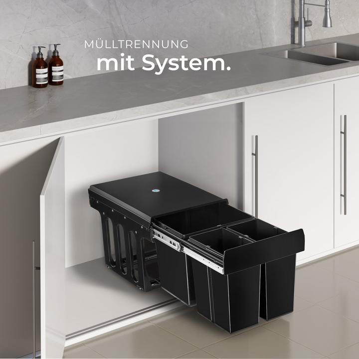 Image du produit tectake Abfallsammler Ashlyn, 3-fach Trennung, 31L, Teleskopschienen (31 l)