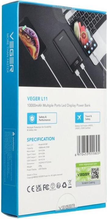 Immagine prodotto 4Kom Veger - W1087 Powerbank (10000 mAh, 20 W, 37 Wh)