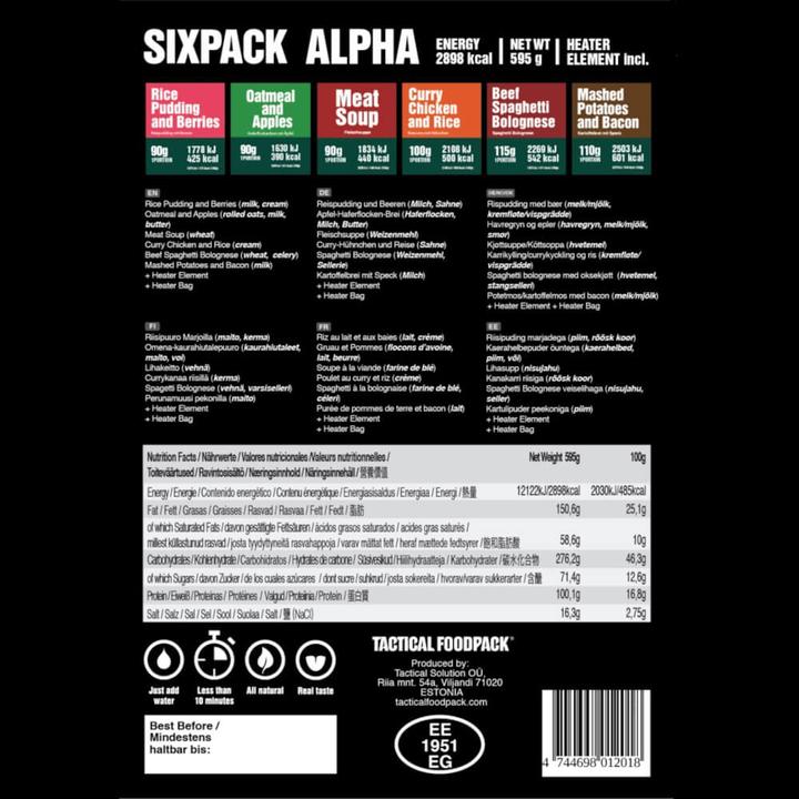 Nährwerte und Zutaten Tactical Foodpack Sixpack Alpha (595 g)