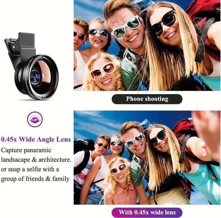 Actual product image PhoneLook APEXEL Smartphone Camera Lens Attachment 2 in 1 Ultra Wide Angle 0.45x Lens & Super Macro Lens