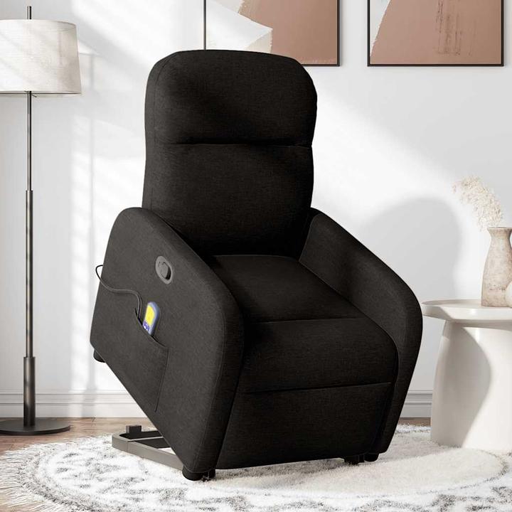 Actual product image VidaXL Massage chair with stand-up aid black fabric