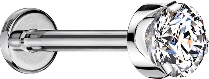 Produktbild Hollywood Body Jewelry Micro Labret Innengewinde silber flach Kristall silber gefasst (Titan G23, ohne Messing)