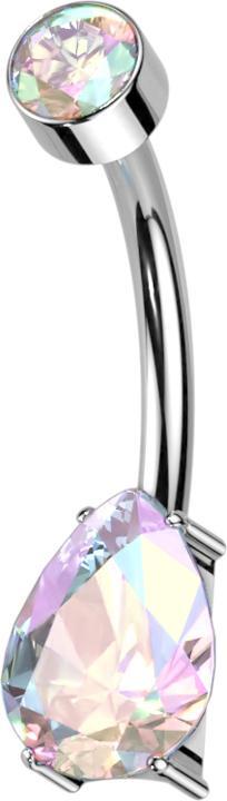 Star Piercing Banane Innengewinde silber Zylinder Kristall multicolor Kristalltropfen multicolor (Titan G23, ohne Messing)