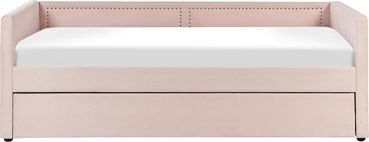 Produktbild Beliani Tagesbett ausziehbar Cord pastellrosa Lattenrost 90 x 200 cm MIMIZAN (90 x 200 cm)