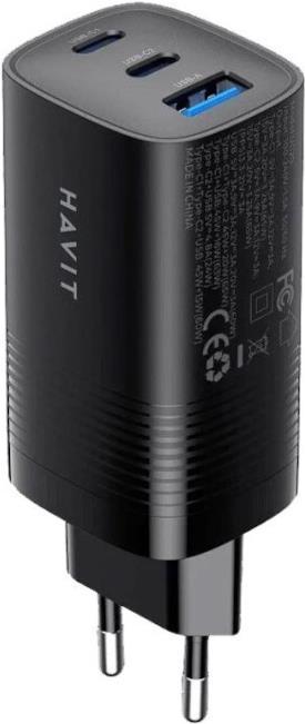Actual product image Havit UC20 - GaN 65 W Reiseladegerät mit drei Anschlüssen schwarz (65 W)