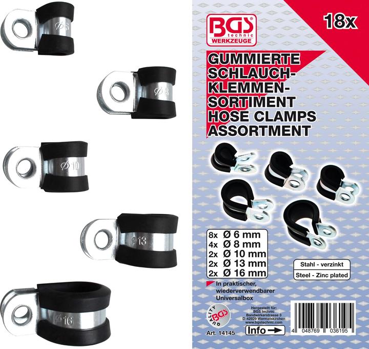 Actual product image BGS Gummierte Schlauchklemmen-Sortiment Ø 6 - 16 mm 18-tlg.