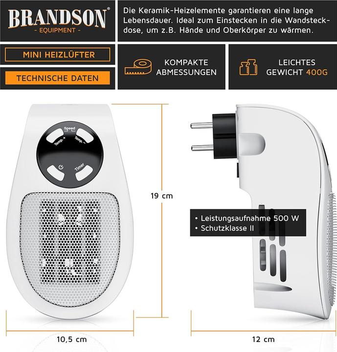 Produktbild CSL Steckdosen-Heizlüfter (500 W)
