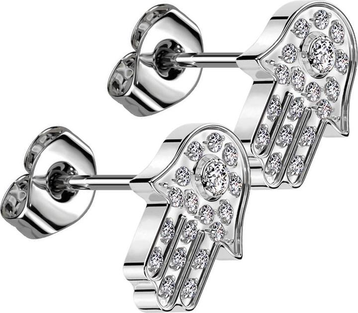 Immagine prodotto Star Piercing Threadless Ohrstecker silber Hamsa silber Kristalle silber (Titanio G23, senza ottone)