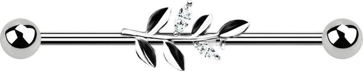Produktbild Star Piercing Barbell silber mit Olivenblatt (Chirurgenstahl 316L, Messing)