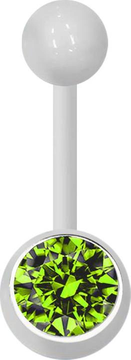 Immagine prodotto Star Piercing Banana bianca con sfera e cristallo verde chiaro (Acrilico, senza ottone)