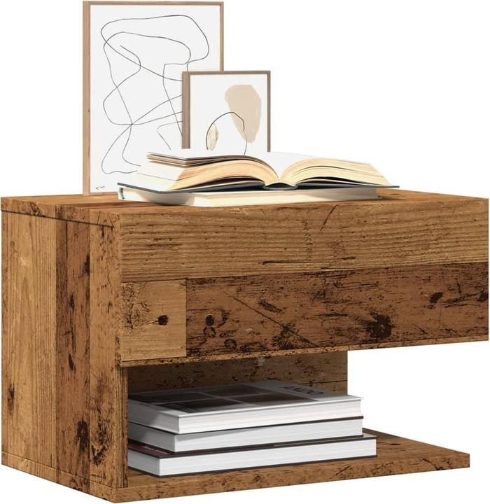 Actual product image VidaXL Wand Nachttisch Nachtschrank Nachtkommode Hängend 2 Stk. Altholz-Optik (46 x 29.5 x 30 cm)