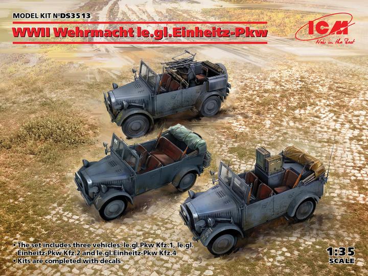 Image du produit ICM WWII Wehrmacht le.gl.Einheitz-Pkw(le.gl.PKWKfz.1,le.gl.Einheitz-PkwKfz.2,PkwKfz4