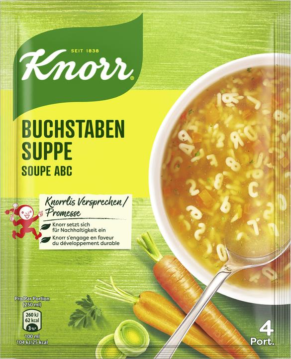 Produktbild Knorr Buchstaben Suppe Beutel, feine Fleischstücke & viel Gemüse, Teller-Spass für die ganze Familie