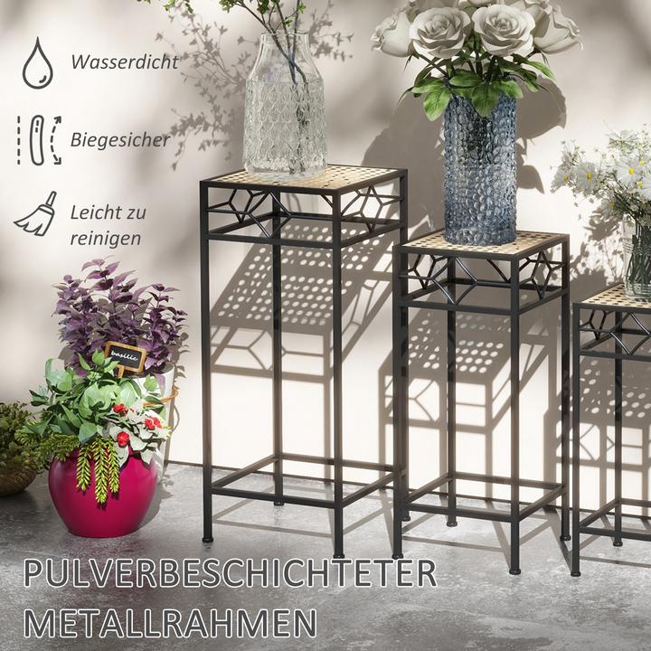 Image du produit Outsunny Set de supports pour fleurs avec plateau en osier