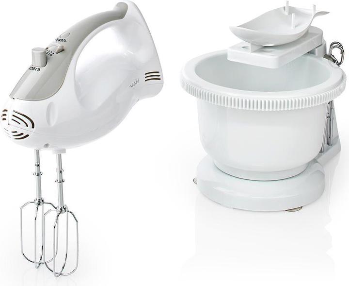 Produktbild Nedis Handmixer 200 W 5 Geschindigkeitsstufen Turbofunktion Turning Bowl / 2 Knethaken / 2 Schlägel (200 W)