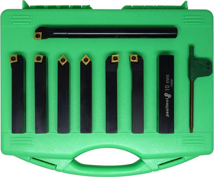 Produktbild Paulimot Drehmeissel-Set mit Wendeplatten, 10 mm, 7-teilig inkl. Bohrstange (126.70 mm)