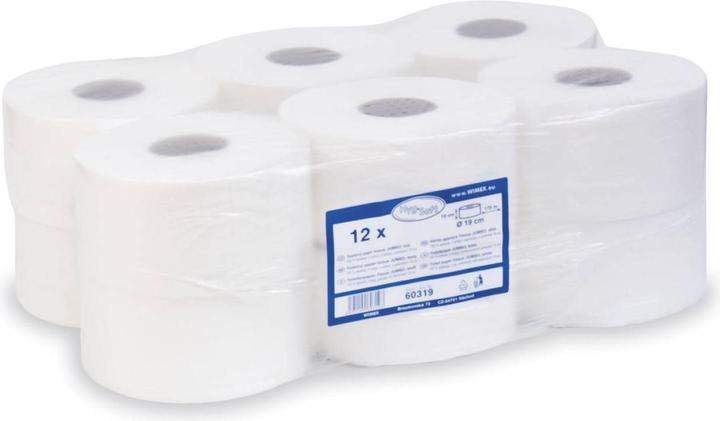Image du produit Wimex.eu Papier hygiénique (papier tissu) 2 plis blanc gaufré JUMBO 19cm 145m - 12 pièces (12 x)
