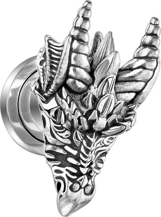 Produktbild Star Piercing Flesh Plug silber Drachenkopf (ohne Messing, Chirurgenstahl 316L)