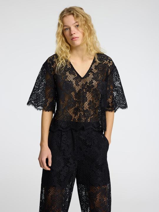 Actual product image Selected Femme Cropped fit lace top (42)