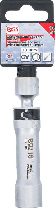 Produktbild BGS Zündkerzen-Gelenkeinsatz Zwölfkant mit Haltefeder Antrieb Innenvierkant 10 mm (3/8") SW 16 mm
