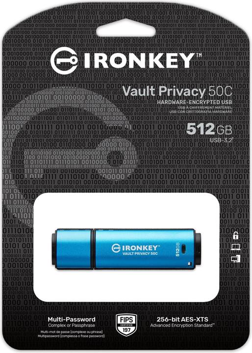 Produktbild Kingston Stick IronKey VP50C 512GB USB-C secure (512 GB, USB 3.2)