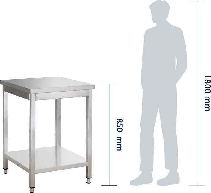 Immagine prodotto Gastro Hero Tavolo da lavoro in acciaio inox Basic con base (70 cm, 70 cm)