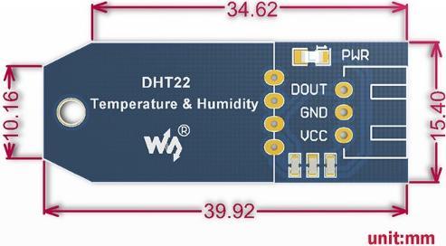Immagine prodotto WaveShare Sensore di temperatura e umidità DHT22 inseribile