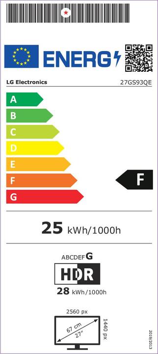 Label énergétique LG 27GS93QE-B (2560 x 1440 pixels, 26.50")