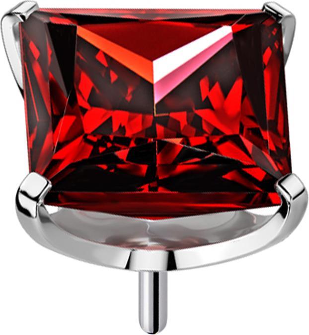 Star Piercing Threadless silber mit quadratischem Kristall rot gefasst (ohne Messing, Titan G23)