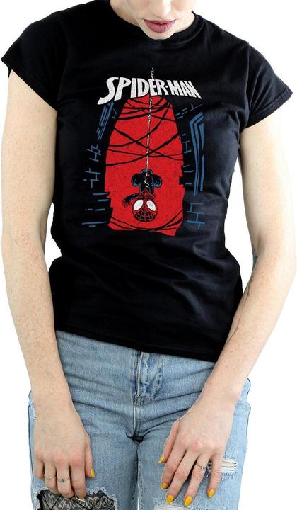 Actual product image Womens/Ladies Spider-Man Hanging Sketch Cotton T-Shirt (XXL)