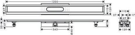 Actual product image hansgrohe HG complete set uBox universal for shower channels prefabricated sets, flat 1200mm (1200 mm)