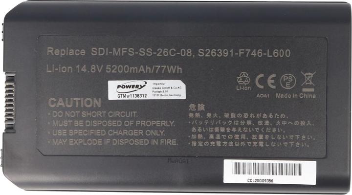 AccuCell Batterie Fujitsu-Siemens SDI-MFS-SS-26C-08, SDI-MFS-SS-26C-08 (8 cellules, 5200 mAh)