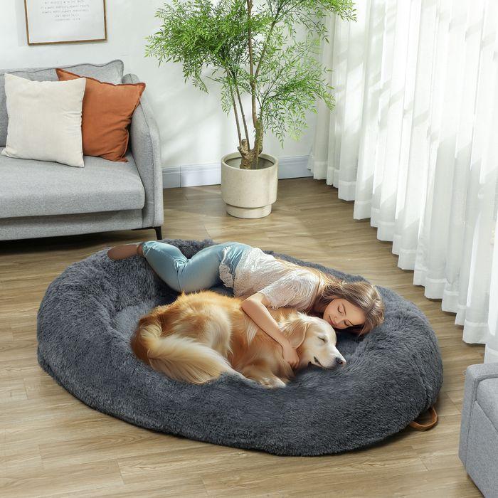 Image du produit Swisshandel24 Hundebett für Menschen Waschbar Katzenbett mit 10cm Eier-Schaumstoffunterlage (Chien)
