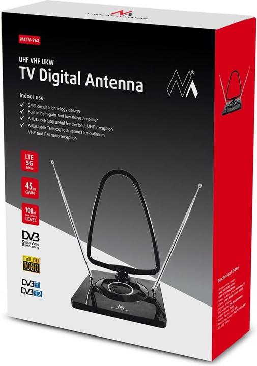 Produktbild Maclean MCTV-963 MCTV-963 Videoantenne (Zimmerantenne, 45 dB, DVB-T / -T2, DVB-S / -S2, UKW / MW / LW, DAB/ DAB+)