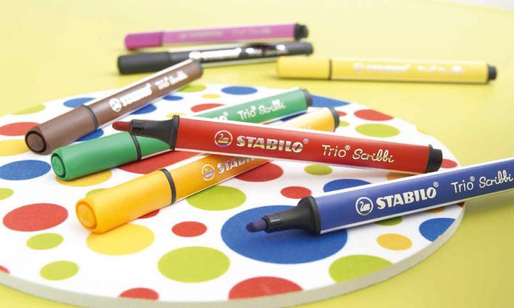 Actual product image STABILO Trio Scribbi Spring-loaded triangular felt-tip pen (Multicoloured, 8 x)